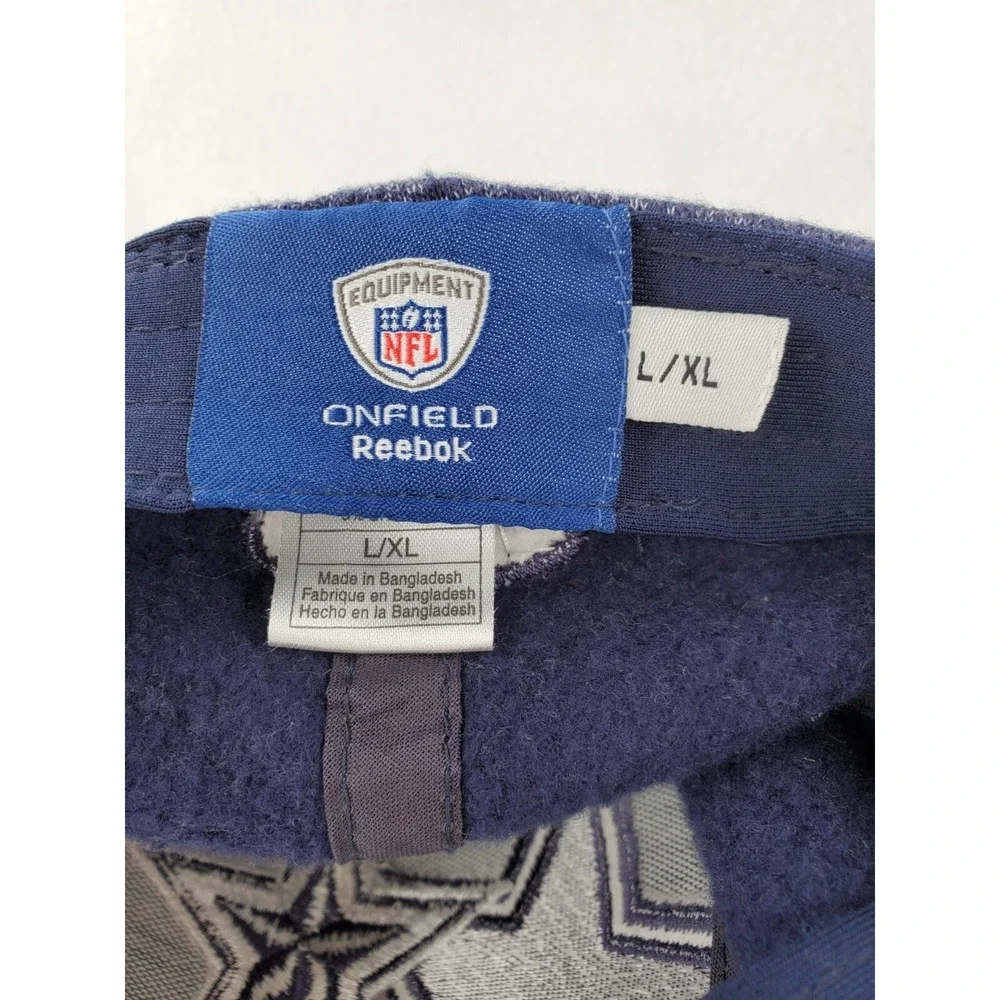 Dallas Cowboys Hat Cap Blue L/XL Reebok On Field Fitted Knit Football NFL